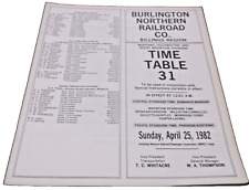 APRIL 1982 BURLINGTON NORTHERN BILLINGS REGION EMPLOYEE TIMETABLE #31 picture
