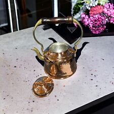 DEMMEX Heavy Gauge 1mm Thick Hammered Copper Tea Pot Kettle Stovetop Teapot picture