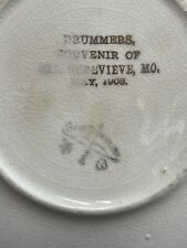 Rare May 1908 Souvenir Plate Drummers Ste Genevieve Missouri 6.5” picture