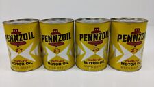 Lot 4 Vintage Pennzoil Multi-Vis Z-7 SAE 10W-40 Motor Oil Cans 1 Qt Quart Full picture