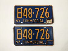 Vtg New York '66-'73 Commercial License Plates Matching Pair B48-726 Blue Yellow picture