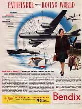 1944 Bendix Aviation Corp Print Ad WWII Compass Pathfinder For A Roving World picture