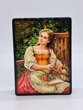 Lacquer miniature box “Portrait of Ukrainian girl” Handmade in Ukraine in 2022 picture
