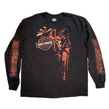 Harley Davidson Joker Flames T-Shirt 2-Sided Motorcycle Biker Long Sleeve Sz XL picture