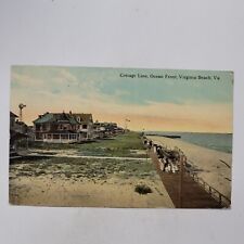 Cottage Line Ocean Front Virginia Beach VA Antique Postcard c1913 Sand Ocean picture