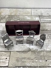 Vtg Placechairs Place Seating Miniature pewter Chairs Set  Sixtrees dollhouse picture