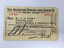 1940 Atchison Topeka Santa Fe Railroad Railway Pass Ticket picture
