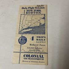 Colonial Air Boston AIRLINE June 1930 TIMETABLE SCHEDULE Brochure flight cover picture