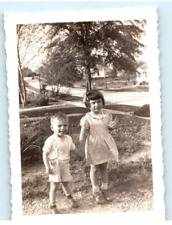 Vintage Photo 1930s, Boy Girl Standing Posed, Front Yard, 3.5 x 2.5 picture