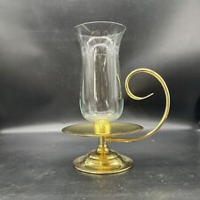 VTG Baldwin Large Brass Hurricane Candle Holder With Globe picture