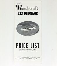 Beechcraft B33 Debonair Price List 1961 Airplane Pamphlet Vintage Original R picture