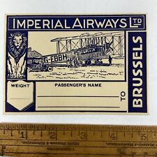 Imperial Airways Ltd to Brussels Luggage Label Tag Early Aviation Label c 1920s picture