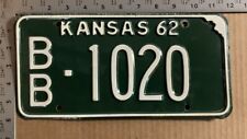 1962 Kansas license plate BB-1020 YOM DMV Bourbon high quality original 13653 picture