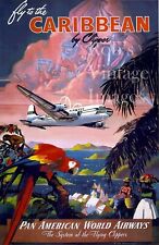 Pan Am Clipper Flying Boat Airplane Travel Poster  Pan American Caribbean 13 x19 picture