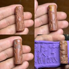 Unique Near Eastern Old Stunning Jasper Intaglio Cylinder Seal Old Bead picture