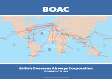 BOAC World Routes Map 1962 A1 Art Print – Route Map – 84 x 59 cm Poster picture