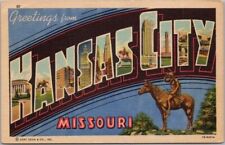 c1940s KANSAS CITY Missouri Large Letter Postcard Multi-View / Curteich Linen picture
