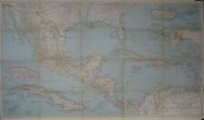 1939 Map MEXICO CENTRAL AMERICA WEST INDIES Cuba Panama Costa Rica Belize Haiti picture