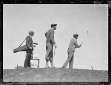 Golfers Mr Nigel Smith and Mr J. Ferrier with a caddie during - 1930s Old Photo picture