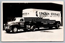 Real Photo Lincoln Storage Moving Truck Tractor Trailer Buffalo NY RP RPPC D362 picture