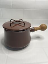 DANSK Kobenstyle Brown Enamel Sauce Pan Pot Wooden Handle Made in France w/ Lid picture