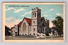 Wichita KS-Kansas, First Baptist Church, Religion, Antique Vintage Postcard picture