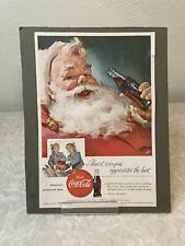 Coca-Cola Vtg 1955 Santa Claus Mounted Print Ad Christmas Eddie Fisher Nat'l Geo picture