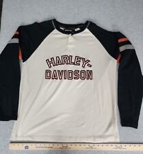 Harley Davidson Racing Mens Black Sz XLLong Sleeve Henley Shirt Cotton Blend picture