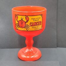 Vintage Tiara Glass Red Glass Cancer Zodiac Sign Large Goblet Astrology picture