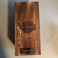 LAS VEGAS HARLEY DAVIDSON GLASS WHISKEY DECANTER WOODEN BOX  picture