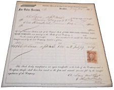 FEBRUARY 1869 NEW YORK CENTRAL NYC CAPITAL STOCK TRANSFER FORM picture