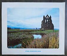 Vintage Poster Pan Am Direct Jet USA to England Whitby Abbey Series 22 - 1970 picture