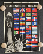 The United Nations Fight For Freedom Original WWII Poster 1942 Vintage 28 X 40” picture