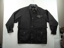 Indian Motorcycle Waxed Canvas Jacket Leather Collar & trim Black Mens M EUC picture