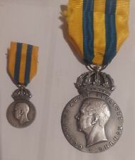 Silver Medals- Sweden Lotaker Merit Medals-Medal plus her miniature-Rare combina picture