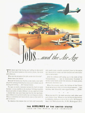 1944 JOBS for the AIR AGE Airlines air transportation airport vtg ART PRINT AD picture