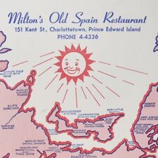 1950s Milton's Old Spain Restaurant Placemat Charlottetown Prince Edward Island picture