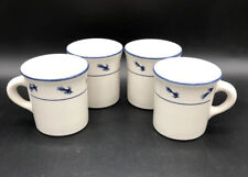 H L C Vintage coffee cup U.S.A. White with Blue Stripe LL Bean Rare Set Of 4 picture