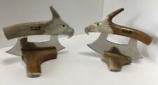 Pair of Alaska Caribou Antler Ulu Knives Eagle Collection with Stands New RD5 picture