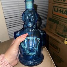 WHEATON Lt.Cobalt Blue Glass George Washington Bottle Collectible picture