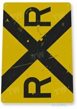RAILROAD CROSSING 11 X 8 TIN SIGN NOSTALGIC REPRODUCTION ADVERTISEMENT USA picture