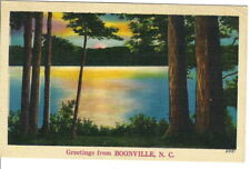 CM-092 NC Boonville Greetings From, Lake Scene Linen Postcard NYCE Publisher picture