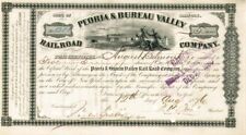 August Belmont - Peoria and Bureau Valley Railroad - Stock Certificate - Autogra picture