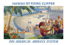 Pan Am Airlines Clipper Service to Hawaii 1938 Beautiful Vintage Poster 13