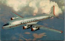Vintage DC-3 Flagship Airplane American Airlines Postcard Green 1c Stamp C301 picture