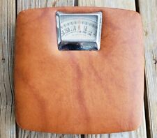VTG Hanson Bathroom Floor Mechanical Scale Leather Made In Ireland WORKS EUC picture