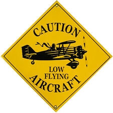 Caution Low Flying Aircraft Airplane Vintage Aviation Porcelain Metal Sign picture