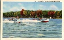 Vintage Postcard Garwood 40 Speedboats on Lake Geneva WI Wisconsin          B-57 picture