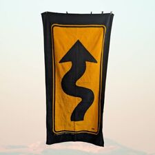 Vintage 1992 Road To The Beach Anchor Sales Beach Towel Curvy Road Ahead Sign picture