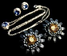 Vintage to Now Earrings Necklace/Pendant Clip/Pierced Blue Jewelry picture